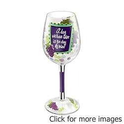 Wine Glass "Wine Day", Hand Painted Glassware