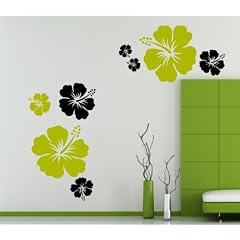 Hibiskusblumen Set Wandtattoo 12 vers. Sets, 42 vers. Blumenformen und 42 vers. Farben