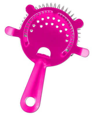 Cocktail Strainer Four Prong Powder Coated Neon Pink