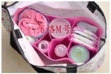 Five Organiser Separate Baby Bag, Mommy Bags, Bag in Bag , Diaper Bag M , Pink