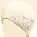 Adjustable Hand Knit Headwrap Headband Chunky Flower Wide Solid White