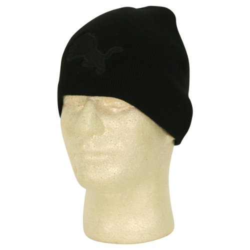 Detroit Lions Uncuffed Embroidered Logo Winter Knit Beanie Hat - Tonal Black