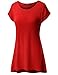 Doublju Women Short Sleeve Round Neck Loose Fit Long Tunic Top