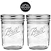 Ball Wide Mouth Mason Jars 16 oz Bundle with Non Slip Jar Opener- Set of 2 Half Quart Mason Jars - Canning Glass Jars with Lids