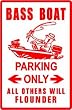 BASS BOAT PARKING sign * street fish sport