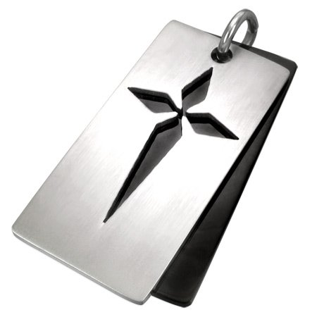 Urban Male Two Colour Double Dog Tag Necklace Cross Design