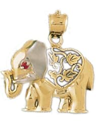 Dazzlers Solid 14k Two Tone Yellow and White Gold Elephant Charm Pendant Available in three colors from jewelsberry (weights: 4.5 grams only)