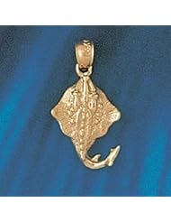 Dazzlers Solid 14 karats Gold 3D Stingray Fish Charm Pendant available in three colors from jewelsberry (weights: 2.3 grams only)