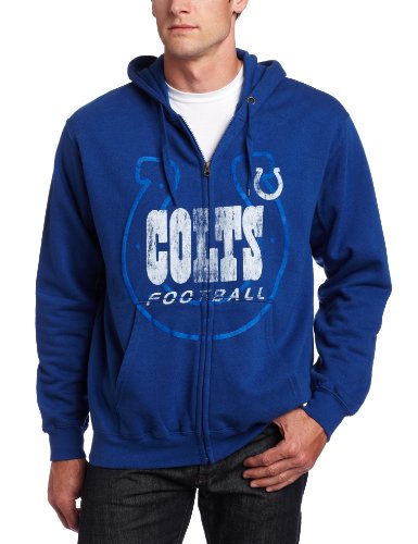 NFL Men's Indianapolis Colts Touchback IV Long Sleeve Fullzip Hooded Fleece (Stadium Blue, Small)