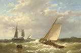 IMAGE OF Hand Made Oil Reproduction - Abraham Hulk Snr - 32 x 22 inches - Shipping Near A Jetty