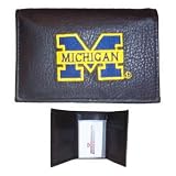 Michigan Wolverines Black Embroidered Leather Trifold Wallet