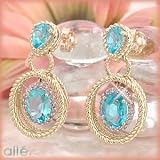 14K 4.00 CTW Blue Topaz & Diamond Drop Earrings