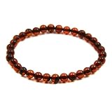 Certified Genuine Dark Amber Sterling Tiny 4 Mm Round Beads Stretch Adjustable Bracelet 7 