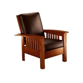 Craftsman Chair, BROWN LEATHER, DARK OAK