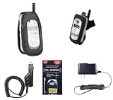 Super Accessories Lot for Motorola V325 / V323 Phone (Includes: Car Charger, Travel Charger, Leather Case, Belt Clip Holster, & Antenna Booster)
