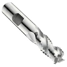 Niagara Cutter RTM713 Cobalt Steel End Mill, Coarse Pitch Rougher, Uncoated (Bright), 3 Flutes, Chamfer End