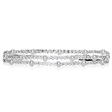 Bling Jewelry Triple Rows of Pearl and Rhinestone Bridal Tiara Headband