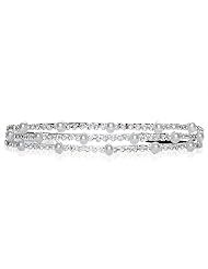 Bling Jewelry Triple Rows of Pearl and Rhinestone Bridal Tiara Headband by 