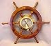 Ship's Wheel with Brass Porthole Clock