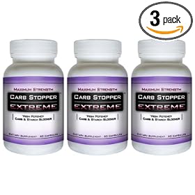 CARB STOPPER EXTREME (3 Bottles) - High Performance Carbohydrate & Starch Blocker Formula/Diet, Fat Loss, Slimming Supplement.