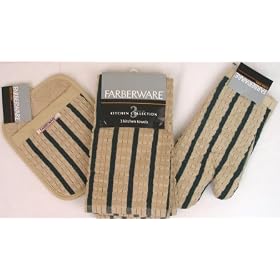 Farberware Tan  Hunter Stripe Dish Towel 3PC by Bed and Bath