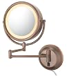 Lighted Wall Mounted 5X to 1X Mirror, Cord & Plug, Diablo Bronze
