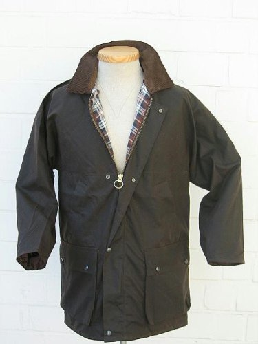 Original englische Wachsjacke im klassischen Still - Basic, Gr. XL, braun
