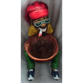 NIB Rasta Jamaican Ashtray Hash Marley Hemp 420 Leafs Says "LEGALISE IT NOW" on the back of his shirt!