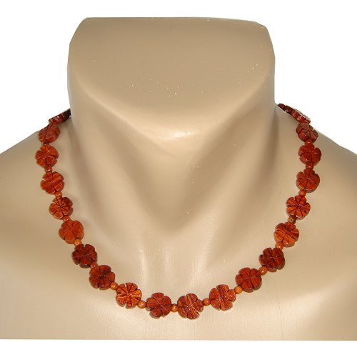 Hawaiian Koa Wood Plumeria Flower Necklace