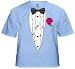 Mens Light Blue Ruffled Tuxedo T-Shirt With Pink Rose From BeWild