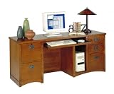Kathy Ireland Home by Martin Furniture California Bungalow Wood Credenza Desk in Mission Oak