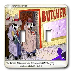 Londons Times Funny Cow Cartoons - Al Capone Parody With Cows - Light Switch Covers - double toggle switch