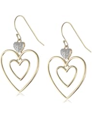 18k Yellow Gold Plated Sterling Silver Diamond Triple Heart Earrings
