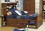 IMAGE OF Garrett Twin Or Full Boys Wood Bedroom Furniture Set: Garrett Twin Or Full Bookcase Bed w/ Single Underbed Storage Unit
