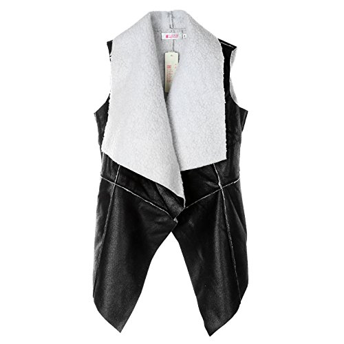 Ayliss Women Winter Wild Collar Sleeveless Jacket Leather Grass Vest Coat