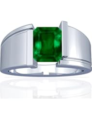 Platinum Emerald Cut Emerald Solitaire Ring