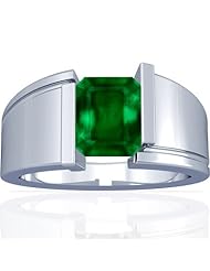 14K White Gold Emerald Cut Emerald Solitaire Ring