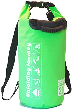 Waterproof Dry Bag Backpack- 20L Green, With Shoulder Strap, Grab handle, phone dry bag, For Boating, Kayaking, Fishing, Swimming, Rafting and Camping