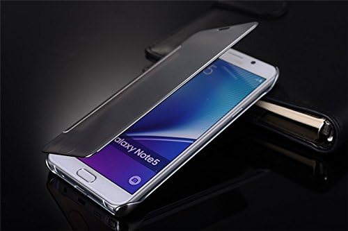 ATCH Mirror Flip Wallet Smart Case Cover for Samsung Galaxy Note 5 (Gold)