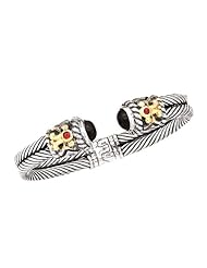 Sterling Silver Cable Cuff Bracelet with Black Onyx