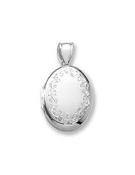 18k Premium Weight White Gold Oval Locket 5/8 inch x 3/4 inch in 18K