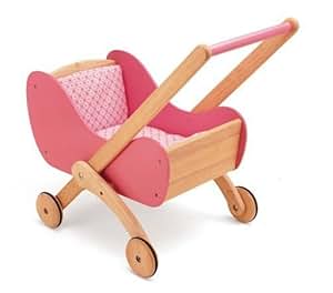 Amazon.com: Pintoy: Classic Pink Wooden Baby Doll Stroller ...