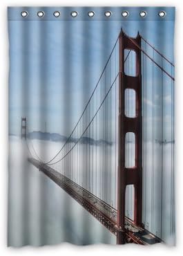 Golden gate bridge lost in the fog Background Window Curtain 52"x72" (One Piece) Custom Home Decor Curtain