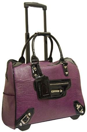 Cabrelli Tonal Stripe Rolling Brief Wheeled Briefcase Purple Cabrelli Tonal Stripe Rolling Brief Wheeled Briefcase Purple