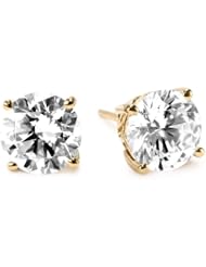 Myia Passiello "Timeless" Swarovski Zirconia 2 Carat Each Round Gold Clad Stud Earrings