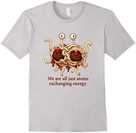 Men's FSM Flying Spaghetti Monster Pastafarian Atomic Energy Shirt XL Silver