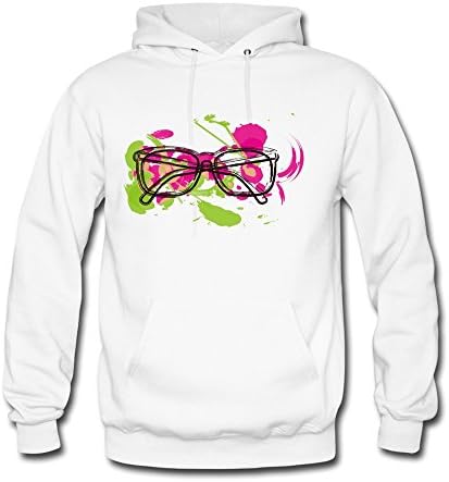 PTHF Black Glass Frame Graffiti Men's Cotton Pull-over Hoodie Coat XL White