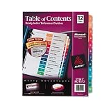 Avery(R) Contemporary Ready Index(R) Table Of Contents Dividers, 1-12 Tab, Multicolor