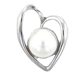 Sterling Silver Fresh Water Pearl Heart Necklace Pendant