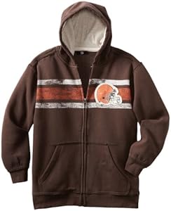 NFL Cleveland Browns 8-20 Youth Long Sleeve Vintage Full Zip Fleece, Brown, Large